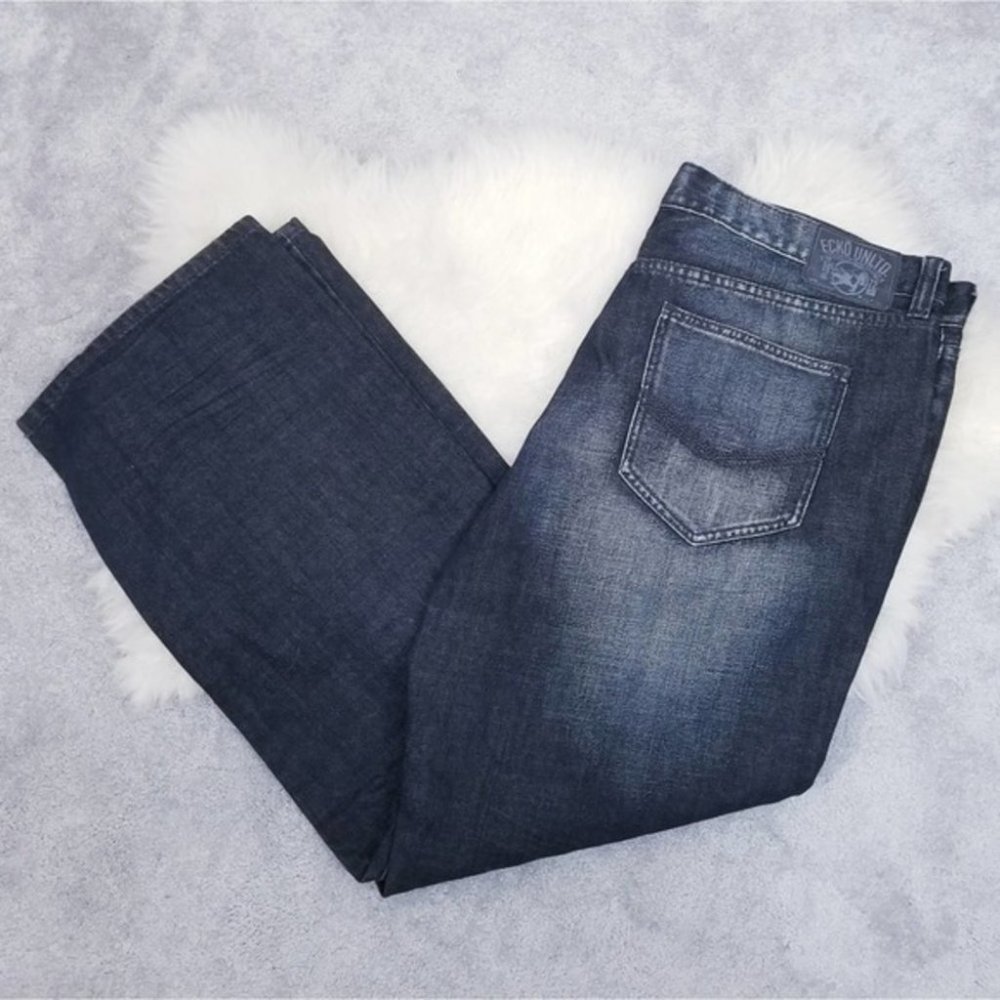 ECKO UNLTD 759 Relaxed Fit Straight Leg Faded Dark Grey Jeans